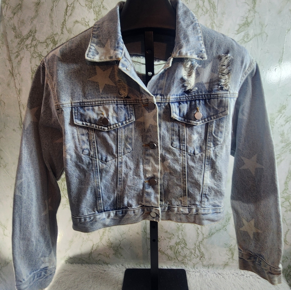 BLUE B Rhinestone Fringe Denim Jacket